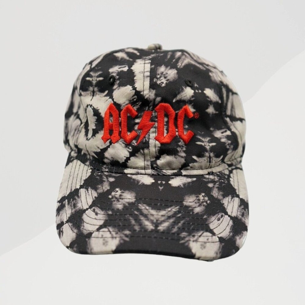 AC/DC Rock Band Cap Hat Back In Black/Gray-Red Embroidered Strap back
